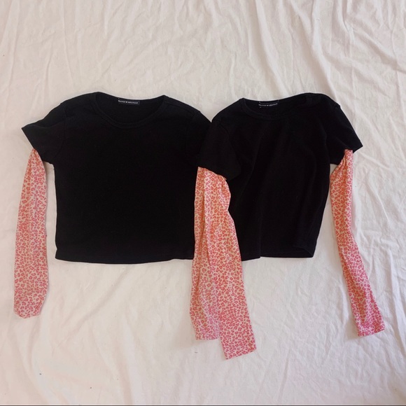 Brandy Melville Tee w/ Leopard Sleeves RARE - Picture 5 of 6